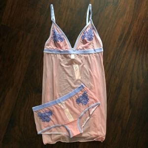 Matching Babydoll and Bikini Panty in Pink / Purple
